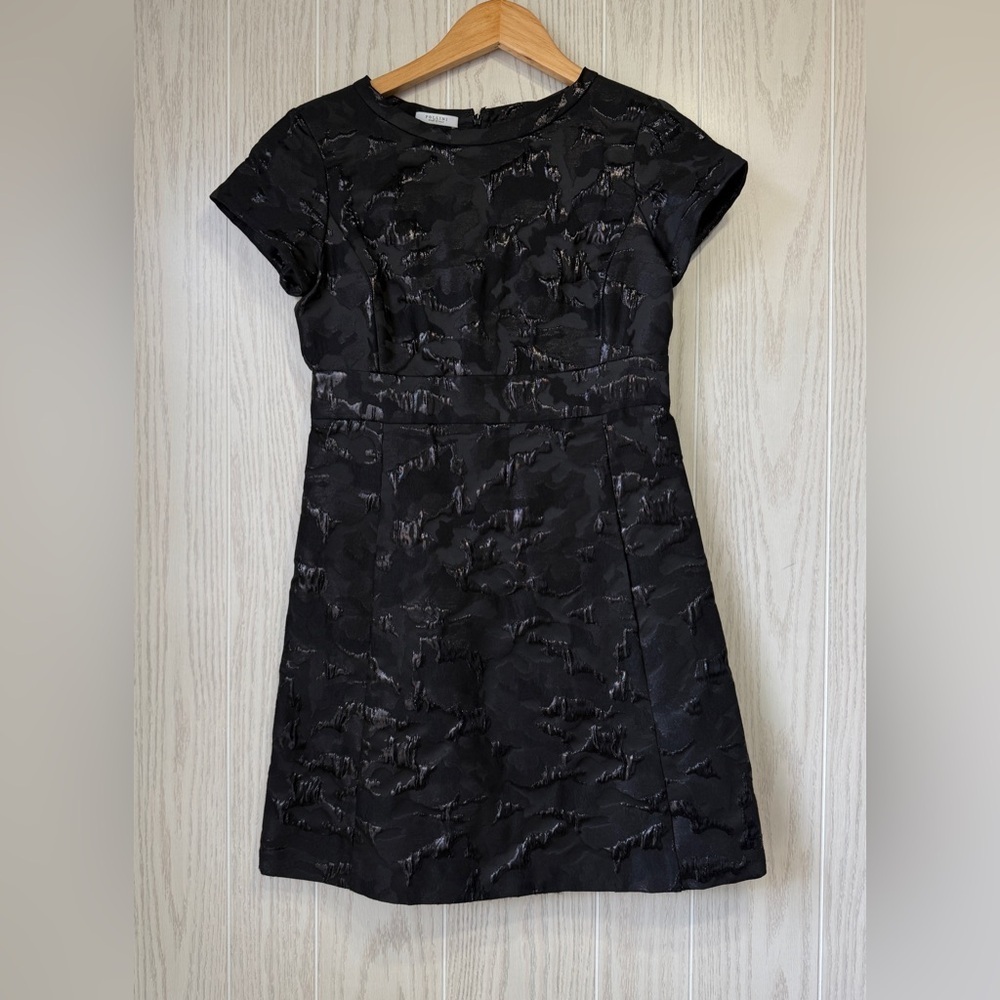 Pollini Black Jacquard Wool Blend Dress Made in Italy Size 8